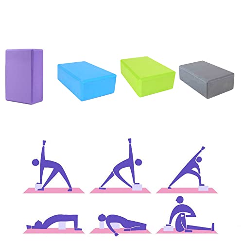 4 Pcs Yoga Blocks High Density EVA Yoga Brick Foam Blocks to Improve Strength, Flexibility and Balance, Non-Slip Surface f...