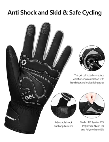 INBIKE Winter Cycling Gloves for Men Women Cold Weather Thermal Windproof Gel Bike Gloves Touch Screen