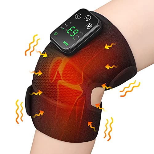 Heated Knee Massager with Heat, Cordless Knee Heating Wrap for Knee Pain Relief, FSA Eligible, 3 Heat & 3 Massage Levels, ...