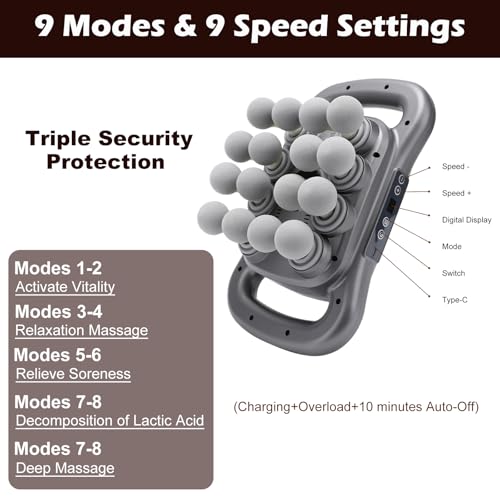 Novotechcal 16-Head Massage Gun Set, Deep Tissue Percussion Massager with 9 Modes and 9 Adjustable Intensities, Quiet Musc...