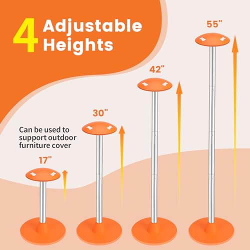 Tuszom 2 Pack Adjustable 1-1/8" D Load-Bearing Steel Boat Cover Support Pole System with Anti-UV Straps, Storage Bag and ...