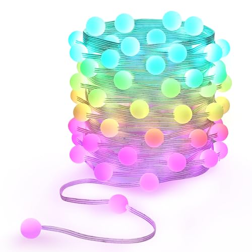 KepStars 33ft Globe String Lights, 66 LED RGB Color Changing String Fairy Lights, Smart APP & IR Remote Control, 200+ Scen...