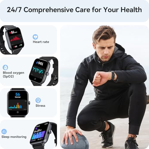 Smart Watch for Men Android & iPhone, Alexa Built-in, 1.8" Touch Screen Fitness Tracker, IP68 Waterproof Heart Rate/Sleep/...