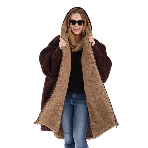 THE COMFY Teddy Bear Quarter-Zip|Oversized All Sherpa Wearable Blanket With Zipper, Seen On Shark Tank
