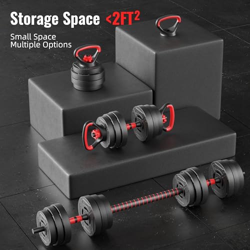 Fitvids Adjustable Dumbbell Set with Connector, 60 LBS Set, 4 in 1