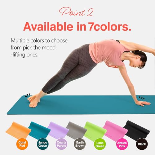Primasole Brown Non Toxic Yoga Mat with Poses - 68"Lx24"Wx1/4 Inch Non-Slip Workout Mats for Home, At Home Workout Mat wit...
