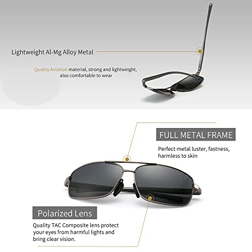 SUNGAIT Ultra Lightweight Rectangular Polarized Sunglasses Men UV400 Protection