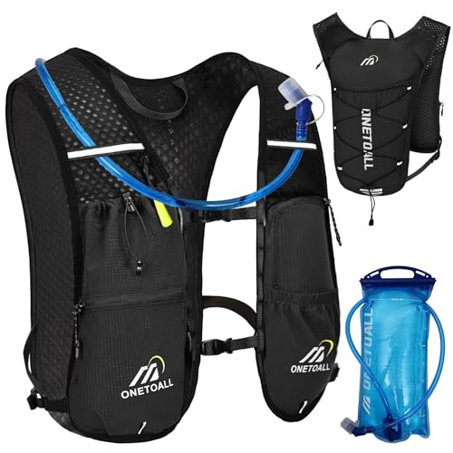ONETOALL Running Vest for Women & Men, 6L Hydration Backpack with 2L Water Bladder, Lightweight Water Backpack for Trail R...