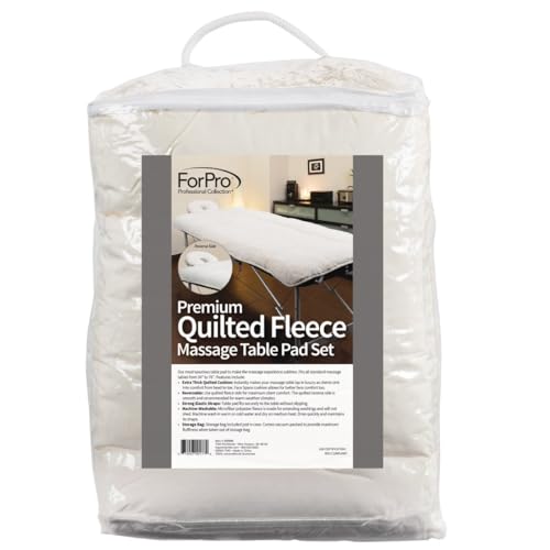 ForPro Premium Quilted Fleece Table Pad Set, Natural, Extra Soft, Hypoallergenic, for Massage Tables, Includes Massage Tab...