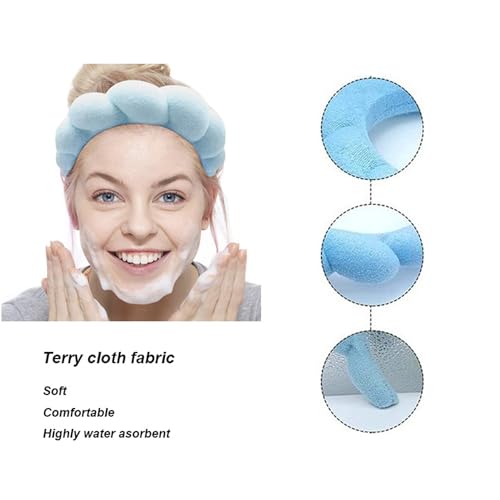KYHYFJMD Spa Headbands for Washing Face Soft Puffy Bubble Headbands Wristband for Women Girls Makeup Skin Care Facial Beau...
