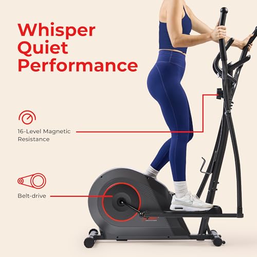 Sunny Health & Fitness Smart Upright Elliptical w/Pulse Sensor Built-in, Indoor Full-Body Cross-Training & Cardio Exercise...