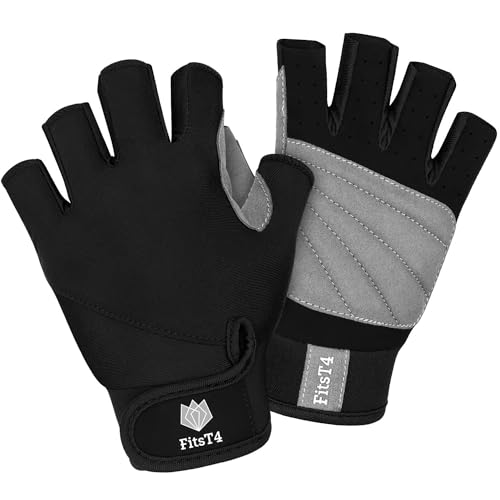 FitsT4 Sports Half Finger Padded Palm Gloves for Diving, Sailing, Jet Skiing, Stand-UP Boarding, Kayaking and Water Skiin...