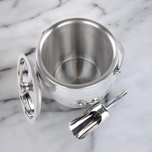 BREKX 3-QT Insulated Ice Buckets for Parties with Lid and Scoop - Iceberg Anchored Wine Chiller Champagne Bucket for Cockt...