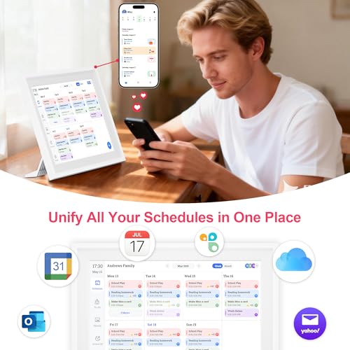 10.1’’ Smart Digital Calendar - Interactive Touch Screen, HD Display, Wall Mountable Family Organizer with Chore Chart, T...