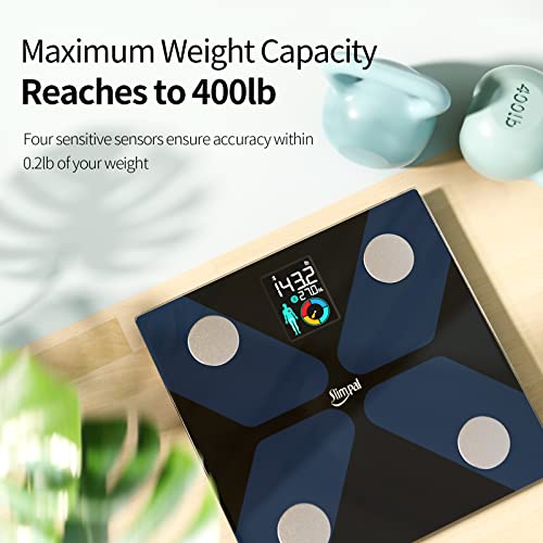Slimpal Body Fat Measuring Tape and Smart Scale for Body Weight and Fat with APP Digital Bathroom Scale for Weight Loss, B...