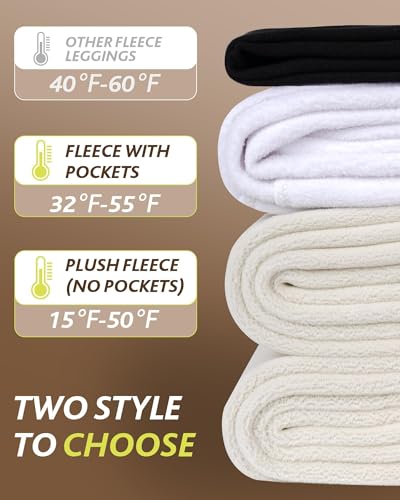 CAMPSNAIL Fleece Lined Leggings Women - Thick Soft High Waisted Black Tummy Control Thermal Warm Velvet Pants for Cold Winter