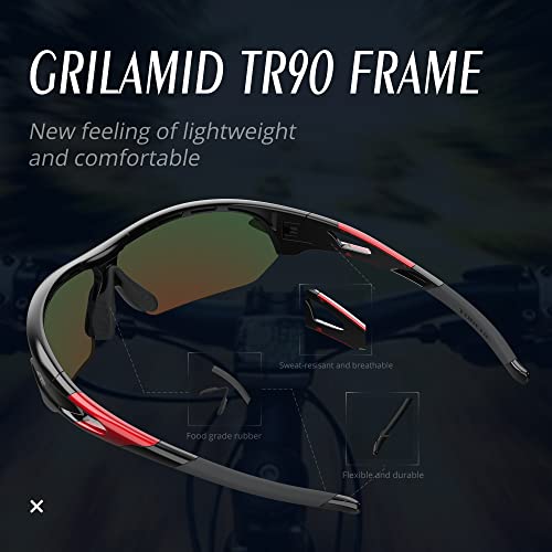 TOREGE Polarized Sports Sunglasses for Men Women Cycling Running Driving Fishing Glasses TR002
