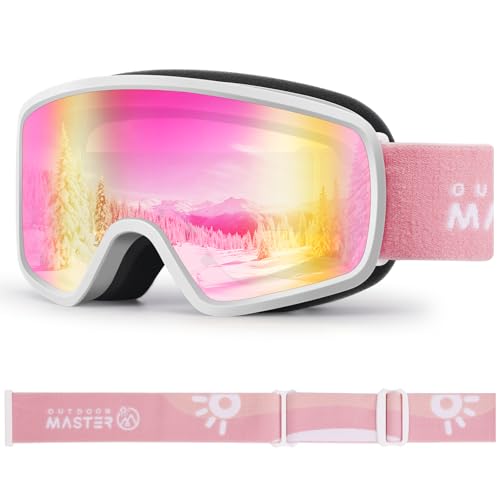 OutdoorMaster Kids Ski Goggles OTG Snowboard Goggles with 100% UV Protection Kids Snow Goggles for Boys Girls Toddler