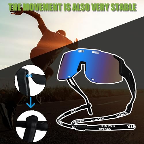 TURVSTPC Sport Running Sunglasses for Women Men, Professional Cycling Glasses Mens Sunglasses Wrap Around Uv400 Protection