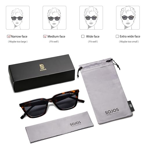 SOJOS Polarized Narrow Square Cateye Sunglasses for Women Retro Trendy Driving Glasses SJ2169