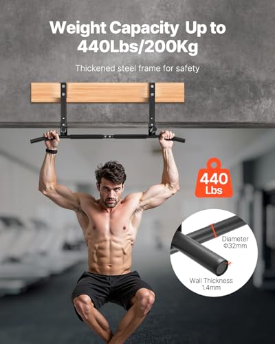 VEVOR Joist Mount Pull Up Bar, Ceiling Mounted Chin Up Bar for Home Gym, Multi-Grip Pull Ups, 42 in Width Multifunctional ...
