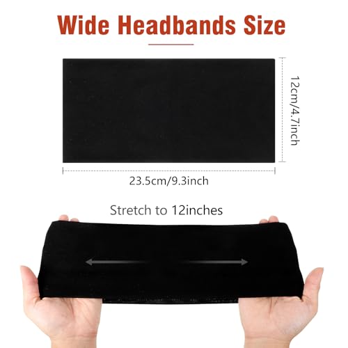 6 Pack Headbands for Women, Wide Headband Cotton Stretchy Head Bands for Women Girls (Width 4.7 inches)
