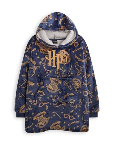 Harry Potter Girls Wearable Blanket Hoodie | Childrens Hooded Sherpa Fleece Pullover HP Hogwarts | Kids Sherpa Lined