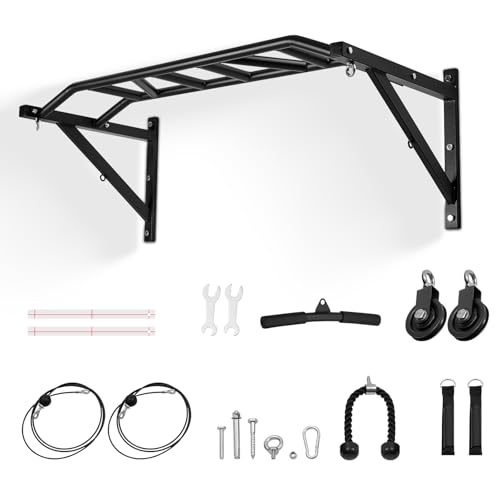 VEVOR Pull Up Bar, Multi-Grip Wall Mounted Pull Ups, 50 in Width Multifunctional Chin Up Training Station, Heavy Duty Stee...