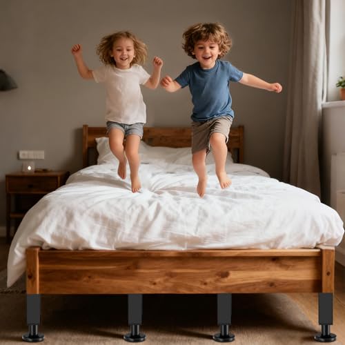 6PCS Adjustable Height Bed Support Legs, Heavy Duty Metal Bed Frame Support Legs, 10.2-16.5 inch Furniture Risers Replacem...