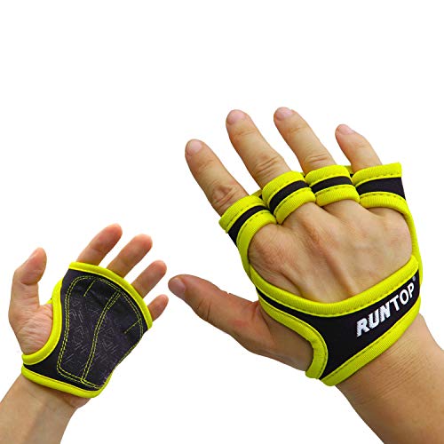RUNTOP Workout Gloves Fitness Cross Training WODS Gym Yoga Exercise Grip Pads Weight Lifting Powerlifting Anti-Slip Bareha...