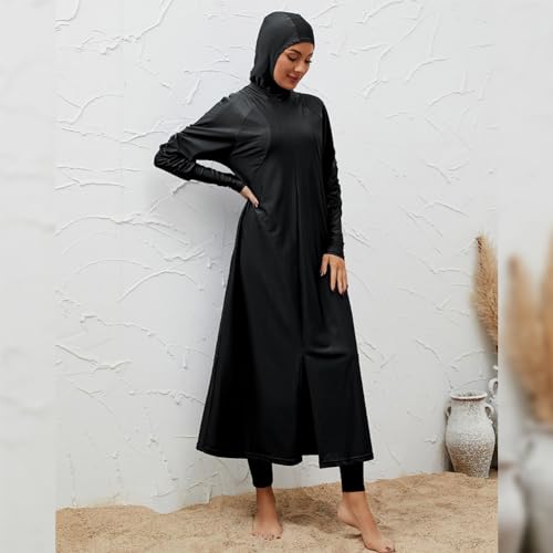 IDOPIP Muslim Swimsuits for Women with Hijab Islamic Burkini Swimwear Full Cover Long Sleeve Top Pants Dress Bathing Suits