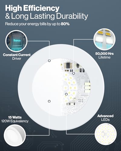 Sunco 12 Pack Retrofit LED Recessed Lighting 6 Inch, Can Lights for Ceiling, 1200 LM, 15W, Selectable CCT 2700K/3000K/4000...