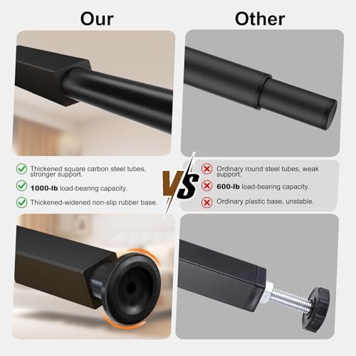 6PCS Adjustable Height Bed Support Legs, Heavy Duty Metal Bed Frame Support Legs, 10.2-16.5 inch Furniture Risers Replacem...
