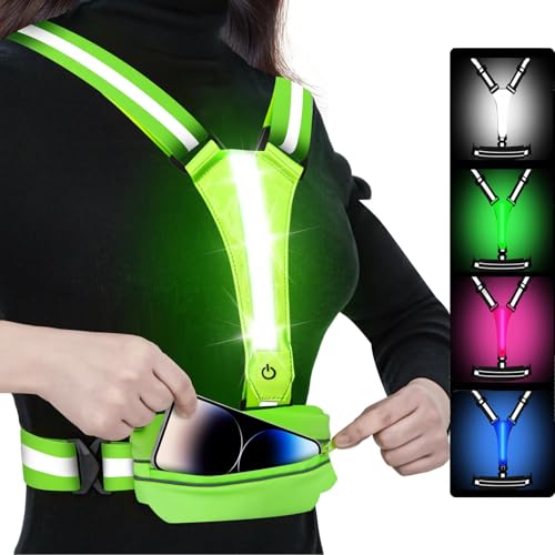 LED Reflective Light Up Safety Running Vest for Biking Walking at Night, LOYAL SEA High Visible Adjustable Running Light f...