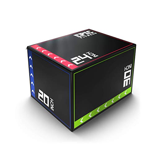 Epic Fitness 3-in-1 Foam Plyometric Jump Box - High-Density EPE Foam Core - Non-Slip & Easy-to-Clean PVC Leather Cover - B...