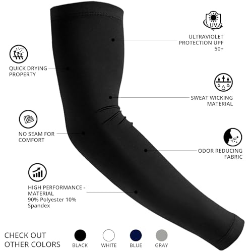 EGOFLEX Arm Sleeves for Men and Women Compression UV Sun Protection Tattoo Cover Up Baseball Basketball Football Golf Running