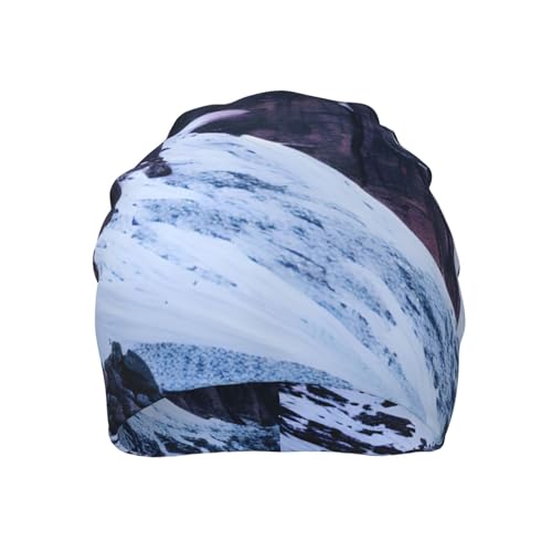 YANYU Travel Mountain Print Soft Beanie Hat for Men Women Warm Fashion Cap for Jogging Cycling Gift Outdoor Use Black