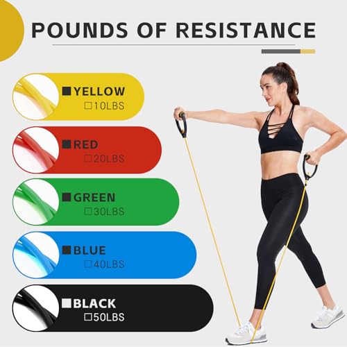 3 PCS Resistance Exercise Band with Handles, Exercise Bands with Handles, Workout Bands Resistance for Men or Women, Arm B...