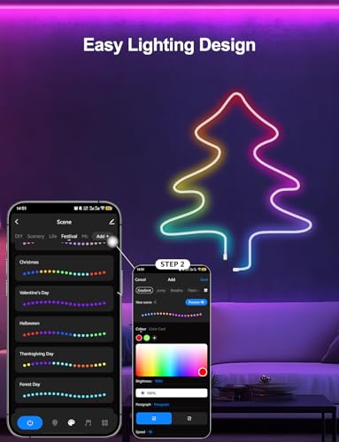 Lucienstar Neon Rope Lights, Smart RGB+IC Neon Light Strip, Voice Control via Alexa, Google Assistant, Flexible Custom DIY...