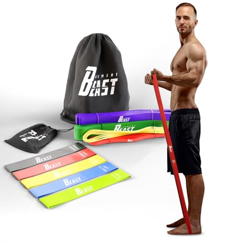 basementbeast Resistance Bands for Men – Set of 10 - Long Exercise Bands Resistance for Home Workouts, Physical Therapy & ...