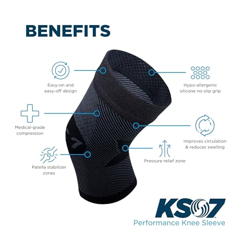 OrthoSleeve Compression Knee Brace/Sleeve for ACL, MCL, Injury Recovery, Meniscus Tear, knee pain, aching knees, patellar ...