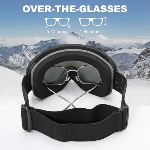 FMY Snowboard/Ski Goggles for Adult,Over Glasses Anti Fog UV Protection Skiing Goggles for Men Women Youth