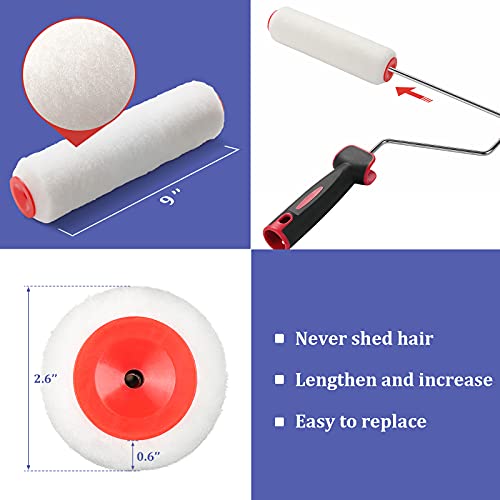 FLY HAWK Paint Roller,4 FT Brush kit Multi-Function Paint Roller kit with House Paint Roller Brush Stainless Steel Pole, N...