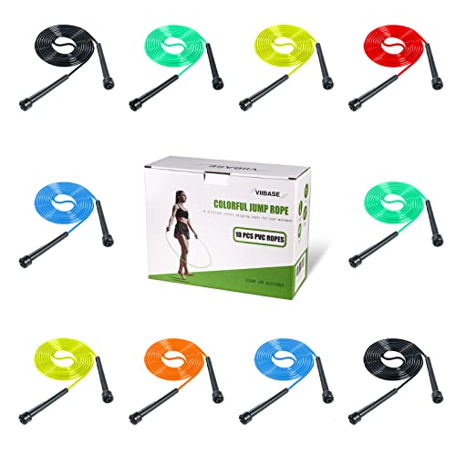 VIIBASE 10 Pack PVC Jump Rope for Cardio Fitness - Versatile Adjustable Skipping Rope for Women Men Kids, Speed Jump Rope ...