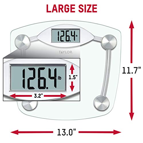 Taylor Digital Bathroom Scale, Body Weight Scale, Instant On and Off, 400 lb Capacity, Sturdy Clear Glass with Chrome-Fini...