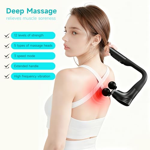 Double-Headed Elbow Massage Gun, Percussion Muscle Massager, For Sore Muscles In The Back, Shoulders And Legs, Detachable ...