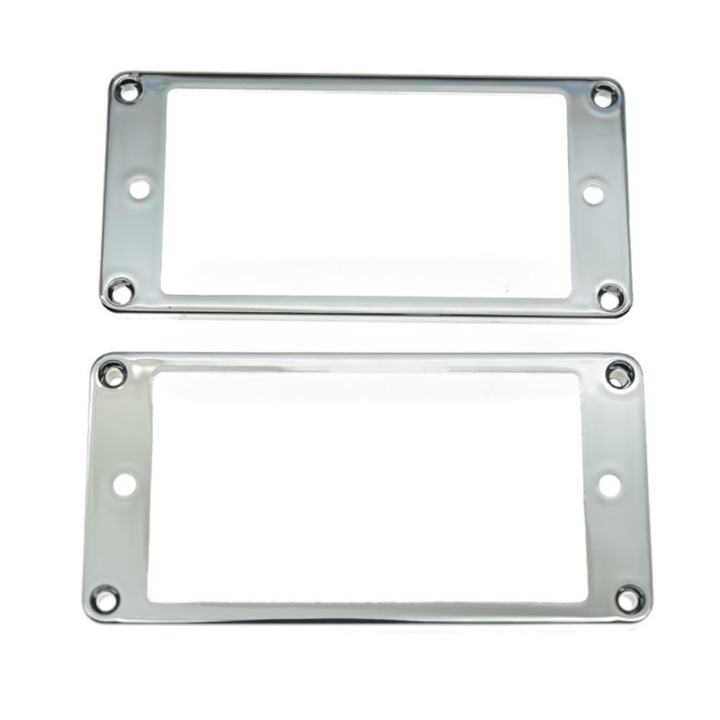 Dopro Set of 2 Plastic Humbucker Pickup Ring Pickup Mounting Frame Curved Bottom 3 * 5 for Neck and 7 * 9 for Bridge Pickup Chro
