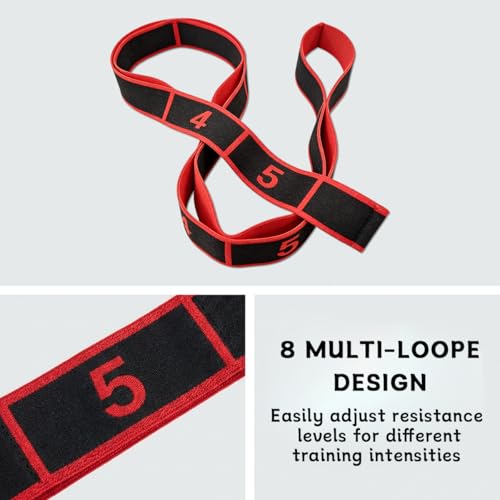 Fitness Resistance Band for Stretching and Yoga – 8-Section Elastic Training Band with Numbered Markings for Pilates & Ful...