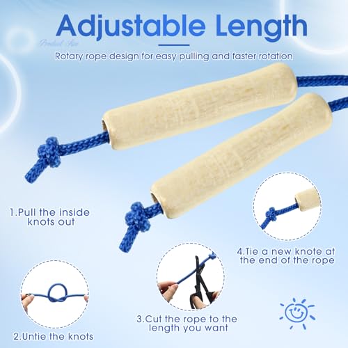 Sonwyoung 8.53 FT Jump Ropes for Kids Adults Adjustable Cotton Skipping Rope with Wooden Handle for Multiplayer Double Dut...