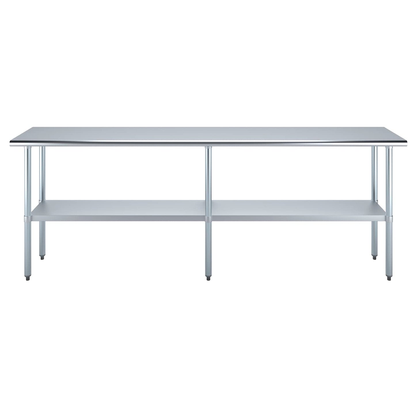 AmGood 18 in. x 96 in. Stainless Steel Work Table | Metal Kitchen Food Prep Table | NSF